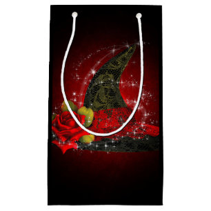 Glam Witch Hat Lacy Black & Red Sparkle Party Kleine Geschenktüte