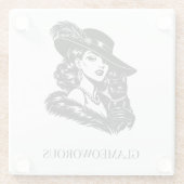 Glam Woman with Cat Fashion Illustration Glasuntersetzer (Rückseite)