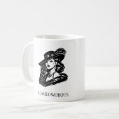 Glam Woman with Cat Fashion Illustration Kaffeetasse (Vorderseite Links)