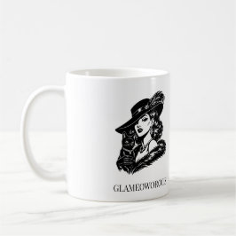 Glam Woman with Cat Fashion Illustration Kaffeetasse
