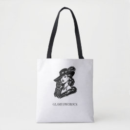 Glam Woman with Cat Fashion Illustration Tasche