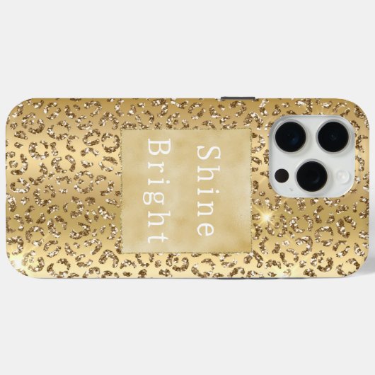 Glam Yellow Glitzer Leopard Case-Mate iPhone Hülle (Rückseite (Horizontal))