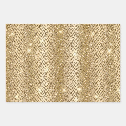 Glam Yellow Glitzer Leopard Geschenkpapier Set (Vorderseite 2)