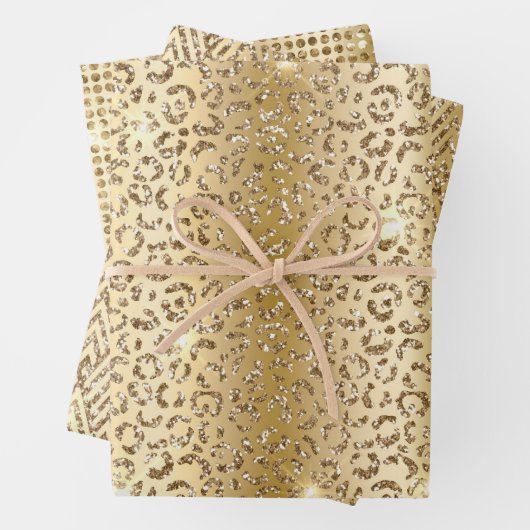 Glam Yellow Glitzer Leopard Geschenkpapier Set (Beispiel)