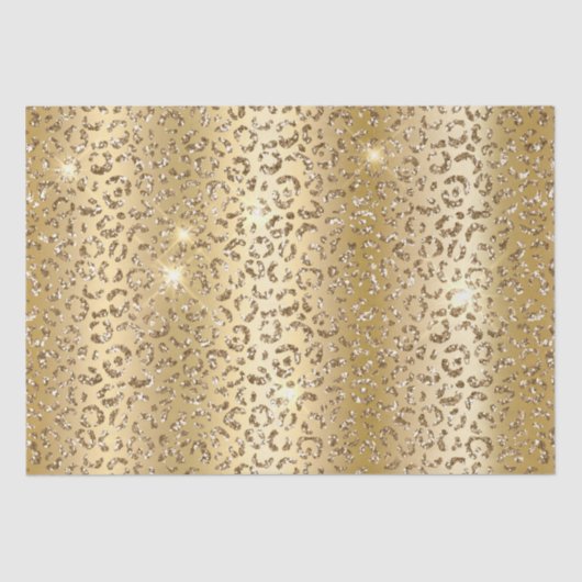 Glam Yellow Glitzer Leopard Seidenpapier (Vorderseite)