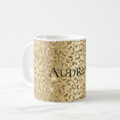 Glam Yellow Glitzy Glitzer Leopard Kaffeetasse (Vorderseite Links)