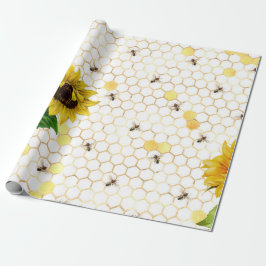Glam Yellow Sunflower Gold Honeycomb Bees Geschenkpapier