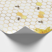 Glam Yellow Sunflower Gold Honeycomb Bees Geschenkpapier (Ecke)
