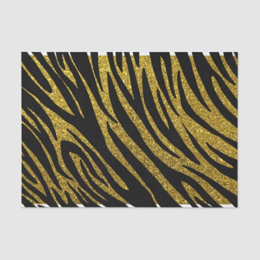 Glam Zebra Streifen & Gold Imitate Glitzer Seidenpapier (Vorderseite)