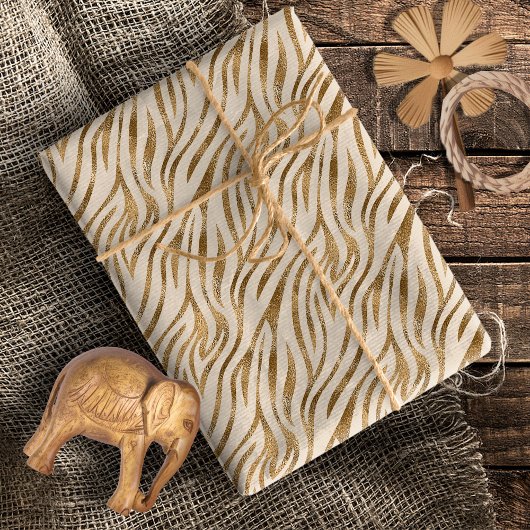 Glam Zebra Streifen Muster Safari Gold ID1151 Geschenkpapier