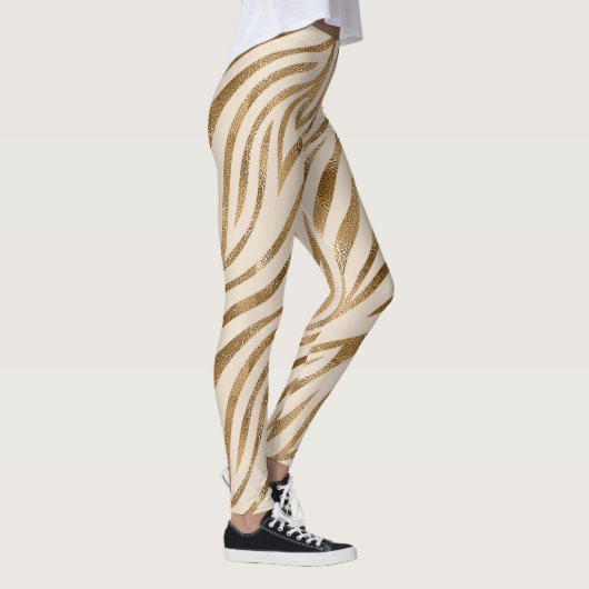 Glam Zebra Streifen Muster Safari Gold ID1151 Leggings (Rechts)
