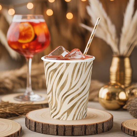 Glam Zebra Streifen Muster Safari Gold ID1151 Pappbecher