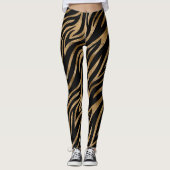Glam Zebra Streifen Muster Schwarze Gold ID1151 Leggings (Vorderseite)