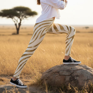 Glam Zebrastreifen Muster Safari Gold ID1151 Leggings