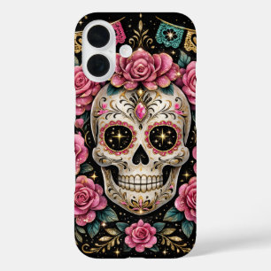 Glam-Zuckerschädel-Handyhülle – Dia de los Muertos iPhone 16 Hülle
