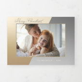 Glam Zwei-Tone-Gold/Silber-Kalligrafie-Foto Dreifach Gefaltete Karte (Cover)