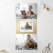 Glam Zwei-Tone-Gold/Silber-Kalligrafie-Foto Dreifach Gefaltete Karte (Innenseite)