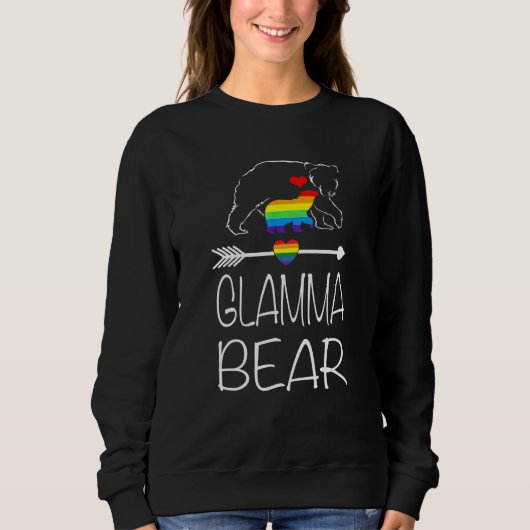 Glamma Bear Proud Mama Regenbogenflagge Sweatshirt (Vorderseite)