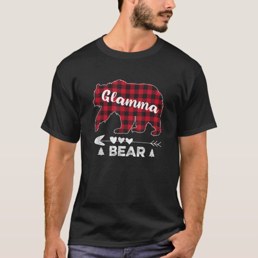 Glamma Bear Weihnachten Rotes Buffalo Kariert Matc T-Shirt (Vorderseite)
