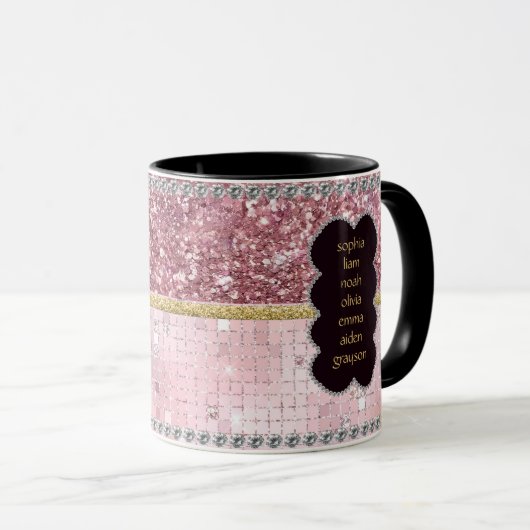 Glamma Glamma Rosa Glitzer Goldname Tasse (VorderseiteRechts)