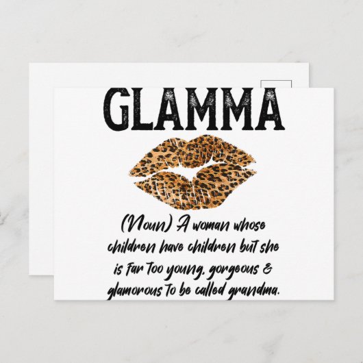 Glamma Leopard Lips Kiss- Glam-Ma Beschreibung- Wo Postkarte (Vorne/Hinten)