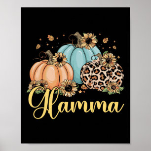 Glamma Leopard Pumpkin Women Erntedank Fall Poster