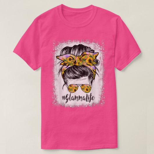 Glamma Life Bleached Glamma Life Sonnenblumen Mess T-Shirt (Design vorne)
