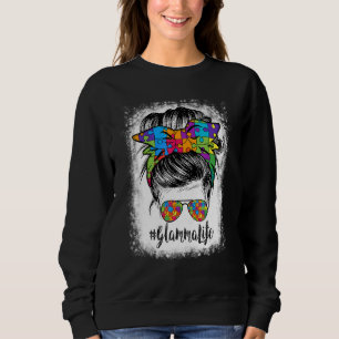 Glamma Life Messy Bun Hair Bandana Brille Autism Sweatshirt