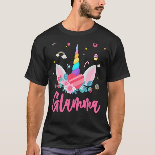 Glamma of the Birthday Girl Unicorn Thema Magic Un T-Shirt (Vorderseite)