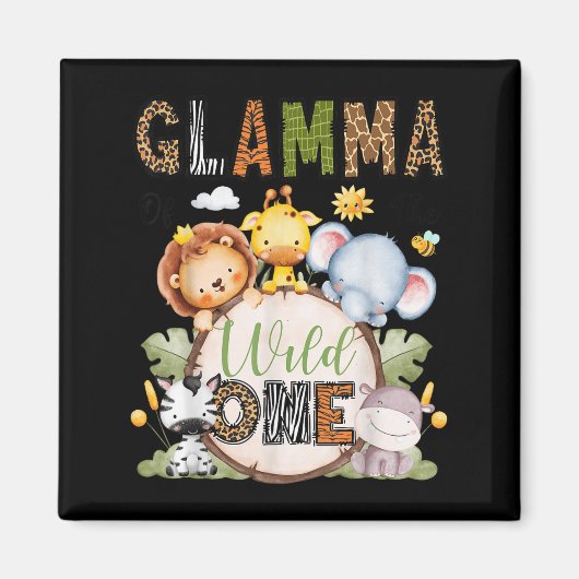 Glamma Of The Wild One 1st Birthday Boy Jungle Saf Magnet (Vorne)