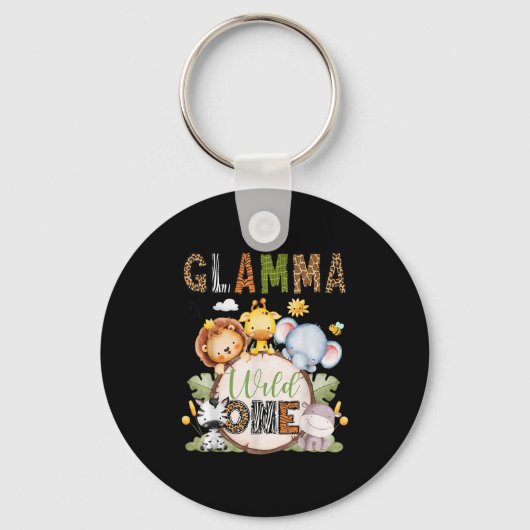 Glamma Of The Wild One 1st Birthday Boy Jungle Saf Schlüsselanhänger (Vorderseite)