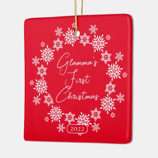 Glammas erste Weihnachtsfeier Keramikornament (Links)