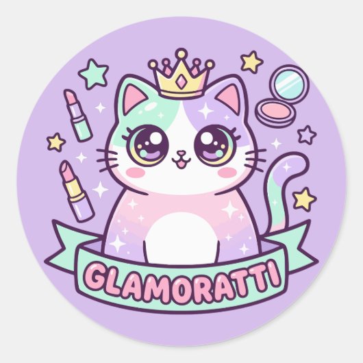 Glamoratti Katze Runder Aufkleber (Vorderseite)