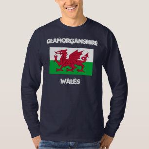 Glamorganshire, Wales mit walisischer Flagge T-Shirt