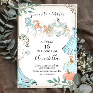 Glamoröse Cinderella Märchen Kutsche Einladung
