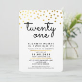 GLAMOROUS 21. Geburtstag Party INVITE Goldkonfetti Einladung (Stehend Vorderseite)