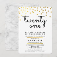 GLAMOROUS 21. Geburtstag Party INVITE Goldkonfetti