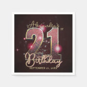 Glamorous 21st Birthday Rose Gold Pink Glitter Serviette (Vorderseite)