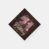 Glamorous 21st Birthday Rose Gold Pink Glitter Serviette (Ecke)