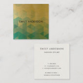 GLAMOROUS AQUA BLUE GOLD FAUX TRIANGULAR PATTERN QUADRATISCHE VISITENKARTE (Vorne/Hinten)