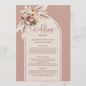 Glamorous Arch Pastel Pink Pampas Floral Wedding  Menükarte (Vorderseite)