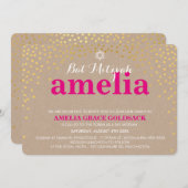 GLAMOROUS BAT MITZVAH rustikale Goldkonfetti Einladung (Vorne/Hinten)