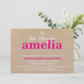 GLAMOROUS BAT MITZVAH rustikale Goldkonfetti Einladung (Stehend Vorderseite)