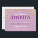GLAMOROUS BAT MITZVAH rustikale Goldkonfetti lila Einladung<br><div class="desc">HINWEIS - der glänzende Goldeffekt ist ein gedrucktes BildEine niedliche Konfetti, Polka Dot Design mit Goldfolie suchen Sie nach den BAT MITZVAH INVITATIONS Ihres Kindes. Wow Ihre Freunde und Familie mit dieser kleinen Zahl .D Setup als Vorlage ist es einfach für Sie, Ihre eigenen Daten hinzufügen, Ihr Foto hinzufügen oder...</div>