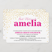 GLAMOROUS BAT MITZVAH rustikale Mini-Goldkonfetti Einladung (Vorne/Hinten)