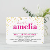 GLAMOROUS BAT MITZVAH rustikale Mini-Goldkonfetti Einladung (Stehend Vorderseite)