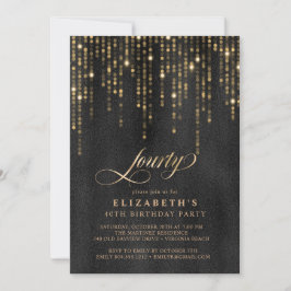 Glamorous Black and Gold Birthday Party  Einladung