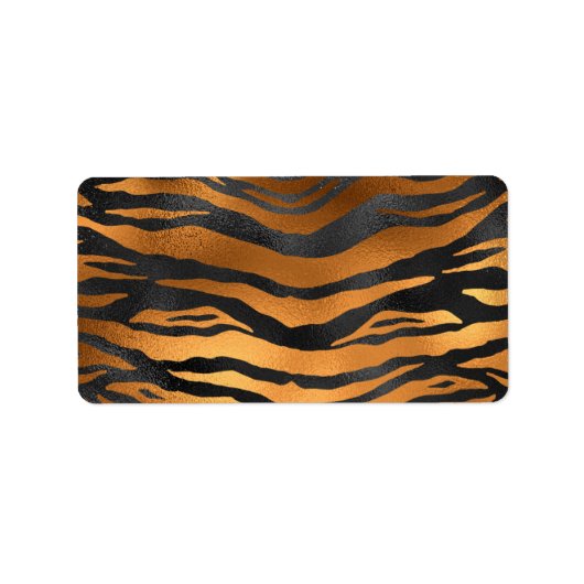 Glamorous Black Brown Tiger Adressaufkleber (Vorne)