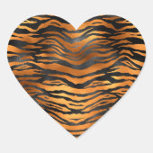 Glamorous Black Brown Tiger Herz-Aufkleber (Vorderseite)