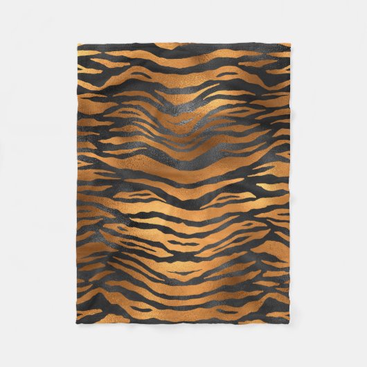 Glamorous Black Brown Tiger Stripes Animal Print Fleecedecke (Vorderseite)